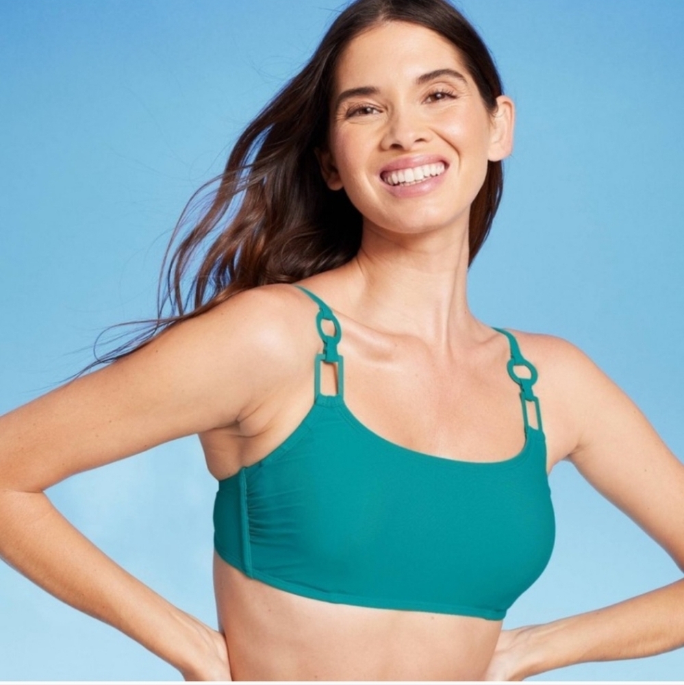 Women's Ring Detail Hidden Underwire Bikini Top - Shade & Shore Teal Green 38D